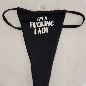 Black nylon Bikini bottoms "I'm a *ucking Lady" (S)